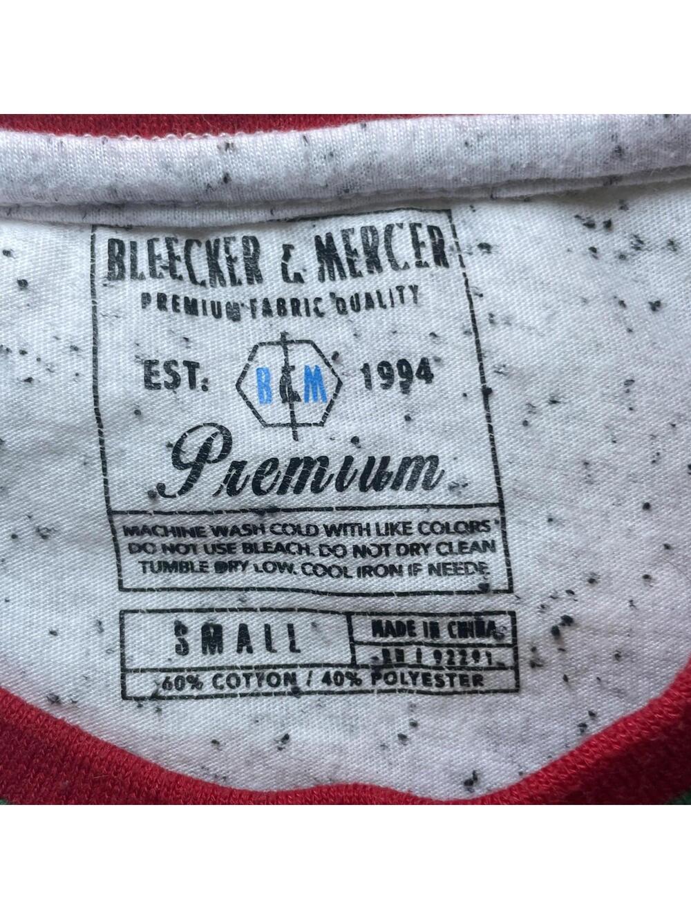 Bleeker & Mercer Premium Mens Fashion T-Shirt Size S Green/Red w/ 2 Zip Pockets - Picture 5 of 10